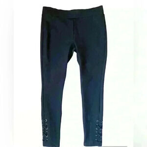 Romeo & Juliet black stretch lace up detail leggings sz L